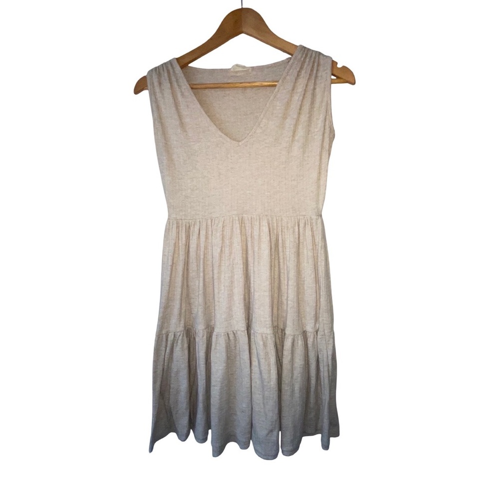 See You Monday cream Sleeveless V-Neck Mini‎ Sundress